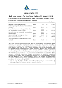 Preliminary Final Report (App 4E) - Year ended 31