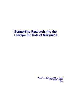 Supporting Research into the Therapeutic Role of Marijuana
