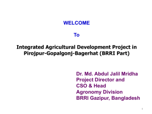 Dr. Md. Abdul Jalil Mridha Project Director and CSO & Head
