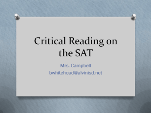 Critical Reading on the SAT