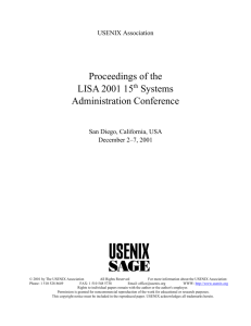 Proceedings of the LISA 2001 15 Systems Administration