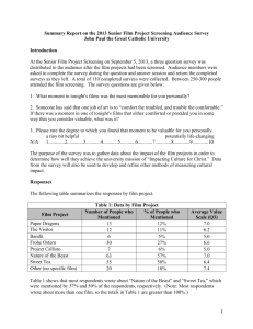 2013 Senior Film Project Screening Audience Survey Report