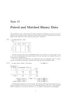 Paired and Matched Binary Data