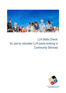 LLN Skills Check: for use by volunteer LLN tutors working in