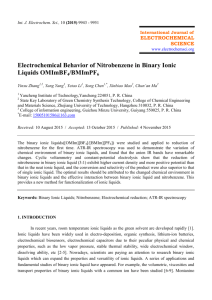 Electrochemical Behavior of Nitrobenzene in Binary Ionic Liquids