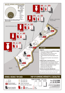 ISRAELI ASSAULT ON GAZA MAP OF BOMBING INTENSITY