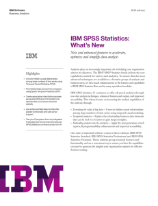 IBM SPSS Statistics: What's New