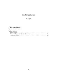 teaching dossier, including some sample syllabi and student