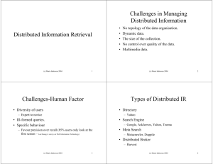 Distributed Information Retrieval Challenges in Managing