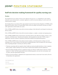 Staff Mix Decision-Making Framework for Quality Nursing Care