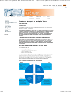Business Analysis in an Agile World