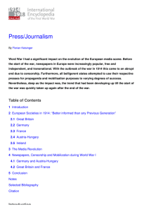 Press/Journalism - 1914-1918-Online. International Encyclopedia of