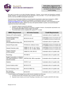 MBKU Requirement UC Irvine Courses Credit Requirements