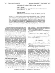 Statistical Thermodynamics of Polymer Solutions