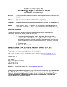 Ronald Hinsdill Microbiology High Achievement Award
