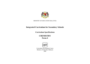 Integrated Curriculum for Secondary Schools CHEMISTRY Form 4