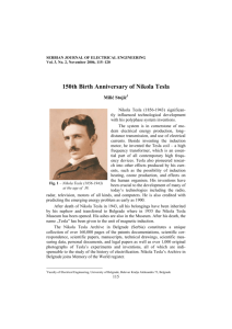 150th Birth Anniversary of Nikola Tesla