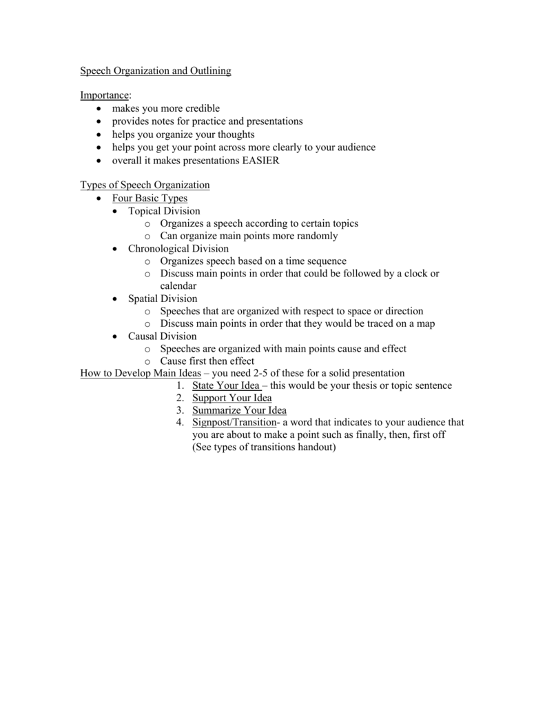cause and effect speech outline