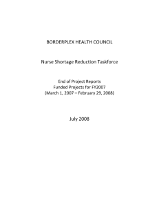 BORDERPLEX HEALTH COUNCIL Nurse Shortage Reduction