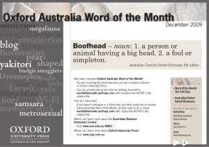 December 2009 - Australian National Dictionary Centre