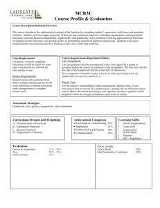 MCR3U Course Profile & Evaluation