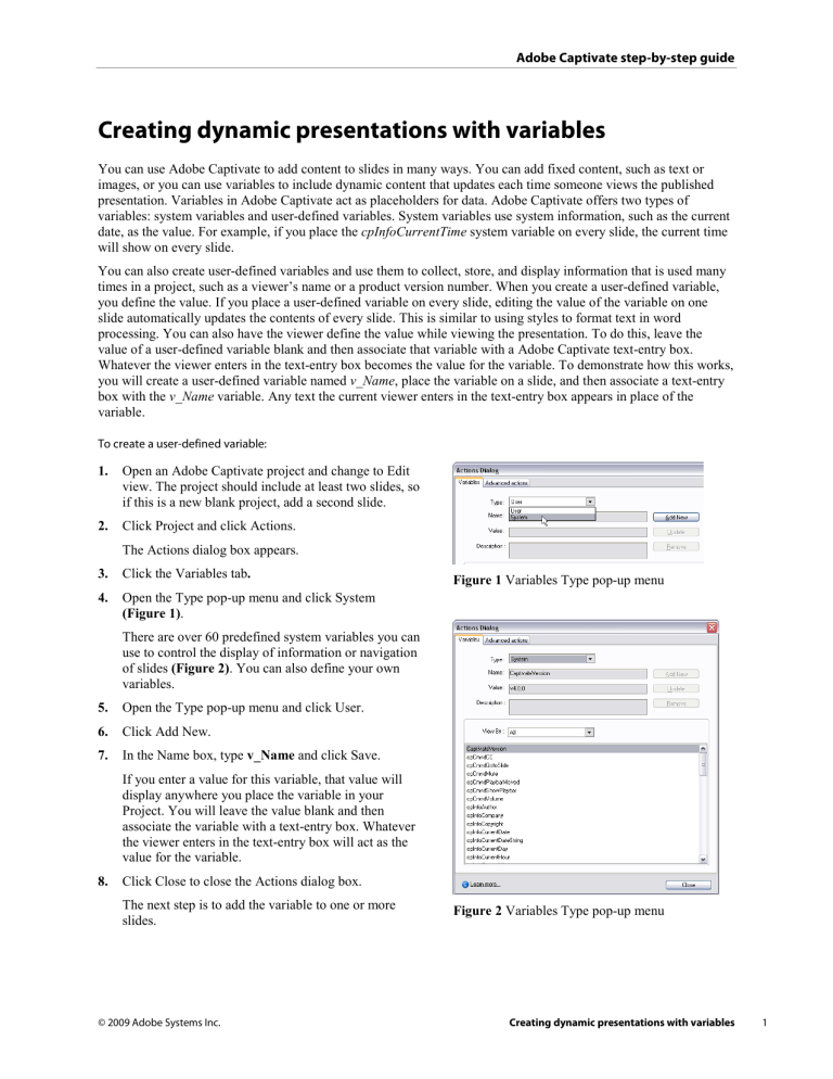 use of presentation variable