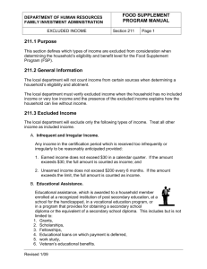 211 Excluded Income - Maryland Department of Human