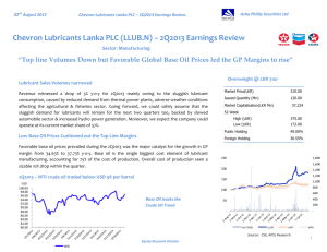 Chevron Lubricants Lanka PLC (LLUB.N) – 2Q2013 Earnings Review