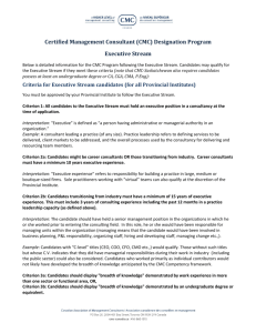 Certified Management Consultant (CMC) Designation Program
