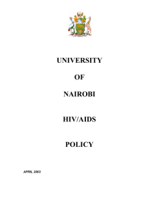 UNIVERSITY OF NAIROBI HIV/AIDS POLICY