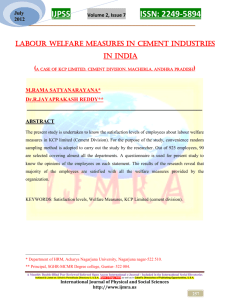 LABOUR WELFARE MEASURES IN CEMENT INDUSTRIES IN INDIA