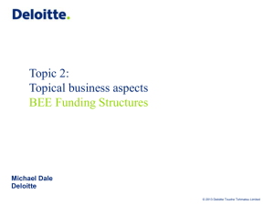 Topic 2: Topical business aspects BEE Funding