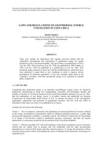 laws and regulations on geothermal energy utilization in costa rica