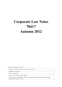 Corporate Law Notes 70417 Autumn 2012