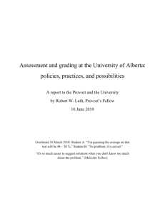 Assessment and grading at the University of Alberta: policies