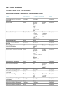 ONCAT Project Status Report Diploma to Degree System Transfer