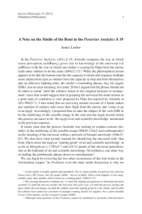 A Note on the Simile of the Rout in the Posterior Analytics ii 19