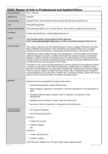 102EU Master of Arts in Professional and Applied Ethics