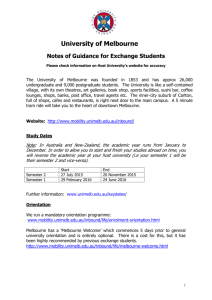 University of Melbourne Notes of Guidance for Exchange Students