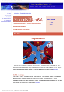 Marketing Development Unit - Students@UniSA Aug/Sept '02 main