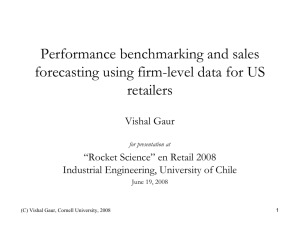 Performance benchmarking and sales forecasting using firm