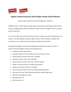 Staples Canada Announces 2013 Staples Vendor Award Winners