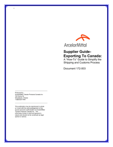Exporting To Canada - ArcelorMittal Tubular Products