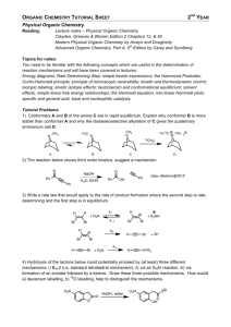 Standard Tutorial Sheet - Physical Organic Chemistry