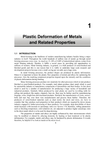 Plastic Deformation of Metals and Related Properties