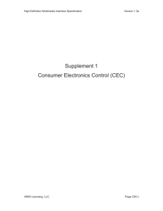 Supplement 1 Consumer Electronics Control (CEC)