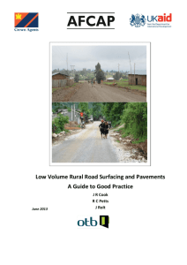 Low Volume Rural Road Surfacing and Pavements A Guide to Good