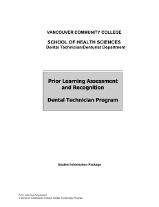 VCC Dental Technician and Denturist Student Information Package