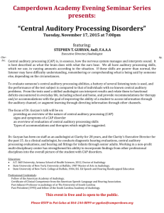 “Central Auditory Processing Disorders”