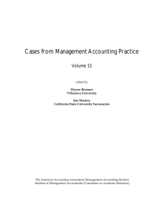 Cases from Management Accounting Practice - Vol. 15